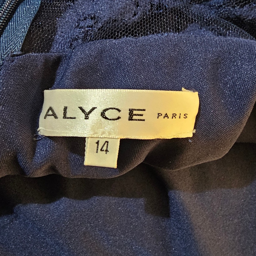 ALYCE Paris Navy Blue Lace‎ Embellished Waist Maxi Evening Cocktail Dress 14 - Picture 5 of 6